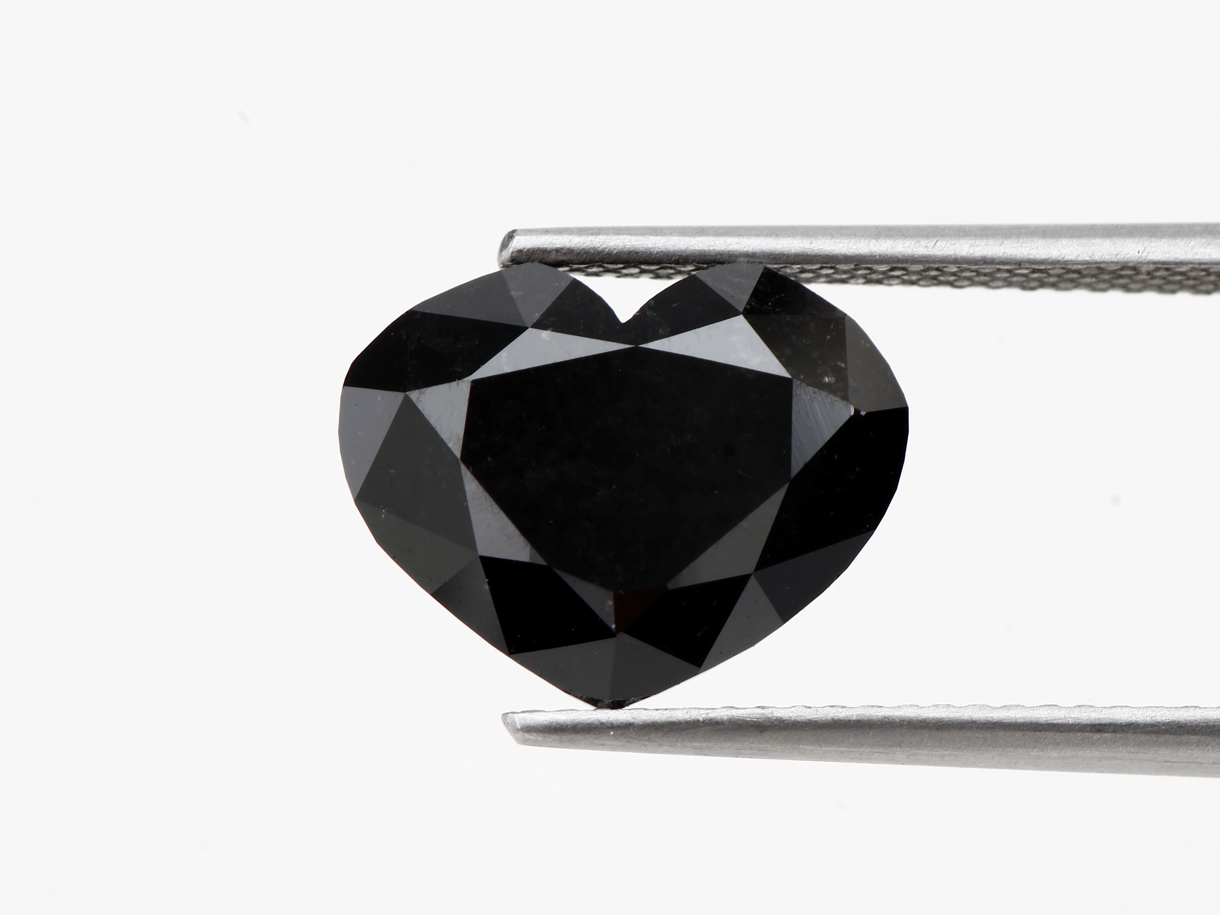 Heart Shape Fancy Black Natural Loose Diamond, 5.02 Carat